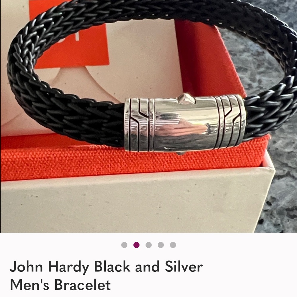 John Hardy Men's Woven Bracelet in Black and Silver